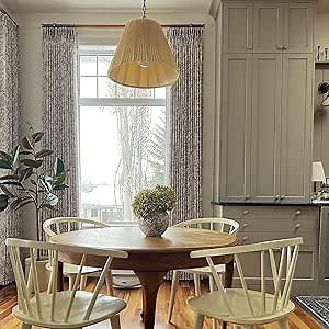 TWOPAGES Sarale Series Print Curtain Light Filtering Linen Blend Customized Curtain Drapery, Single Panel