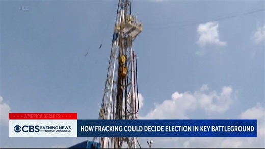 Fracking is a key issue for voters in battleground Pennsylvania. CBS News’ Scott MacFarlane examines where former President Trump and Vice President Harris stand, as the state's 19 electoral votes are critical for both campaigns. | CBS Evening News