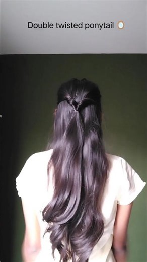 Double twisted ponytail hack ✨. Ponytail hairstyle. #hairstyle #hair #hack #song #ytshorts #shorts