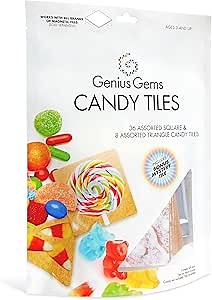 Candy Tiles - 36 Assorted Square & 8 Assorted Triangle Candy Tiles Plus 1 Bonus Mystery Tile