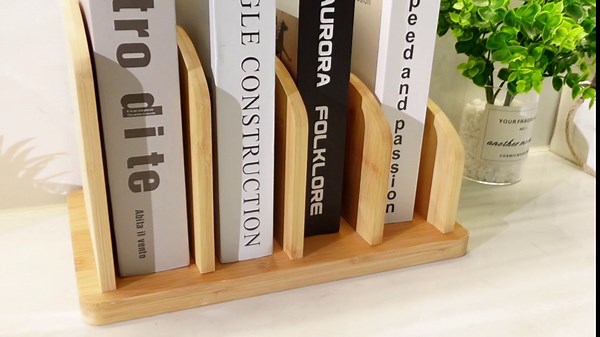 Wenqik 2 Pcs Book Holder Rack and Cookbook Recipe Book Stand Holder 4 Slot Tabletop Bookshelf Convenient Wooden Storage Multifunctional Display Books for Countertops Desk Kitchen Decor