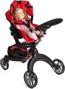 Mommy & Me Baby Doll Stroller with Swivelling Wheels and Adjustable Handle, 31" Tall Foldable Toy Stroller, Carriage Bag Included