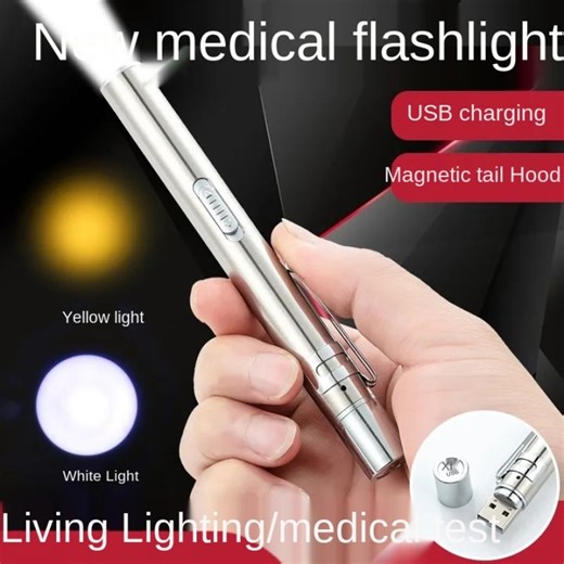 Emergency Medical Penlight Handy First Aid Work Inspection LED Flashlight ENT examination Pen light Professional Torch Lamp Doctor Nurse Pen Lighting(White light+Yellow light) | Lazada PH