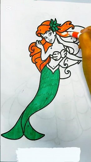 Beautiful Mermaid Transformation 🌊✨ #Mermaid #ArtVideo #FantasyArt #SeaQueen #OceanVibes #Drawing