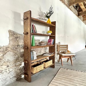 Reclaimed Barnwood Farmhouse Bookcase – Handmade Rustic Wood Storage Shelving - Etsy