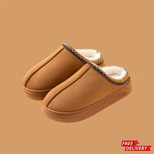 Winter Plush Fur Slippers Soft Warm Anti-slip Indoor Outdoor Couple Shoes - Etsy