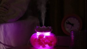Essential Oil Diffusers Aromatherapy Diffuser: YeeQue Salt Lamp Diffuser for Home Bedroom Office, Himalayan Pink Crystal Cute Lotus Auto Shut-Off 7 Colors LED Night Light - White