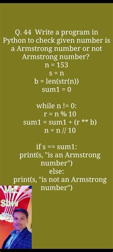 Write a program in Python to check given number is Armstrong number or not?