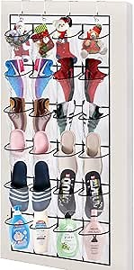 EPGURN Hanging Shoe Organizer Shoe Organizer, 24 Large Mesh Pockets Shoe Organizer for Closet, Door Shoe Rack Over The Door Organizer Shoe Rack for Door, for Men Women Kids with 4 Metal Hooks, White