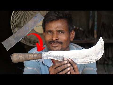 This Talented Blacksmith Is Expert In Forging A Billhook Knife From Leaf Spring