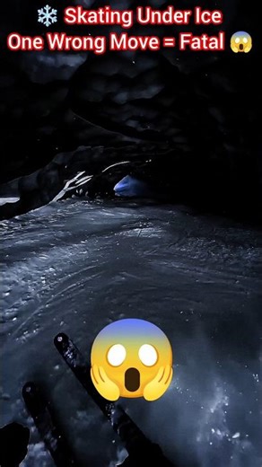 Skating Under a Fragile Ice Cave One Wrong Move Could Be Fatal 😱 #shorts #usashorts #viralvideo