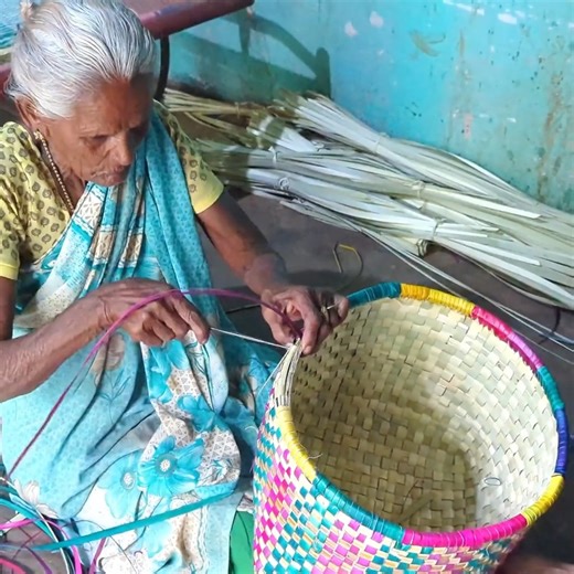 7.2K views · 75 reactions | 80 Years Old Grandma Making Palm Leaf Basket | Restoration PK | Facebook