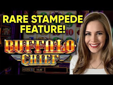 SUPER RARE STAMPEDE FEATURE! Buffalo Chief Slot Machine! BONUS!