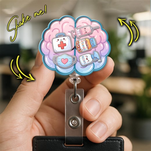 Brain Nurse Badge Reel, Neurology Badge Holder, Cute Medical Brain Badge Reel, Neuro Nurse ID Clip, Healthcare Retractable Badge  AYEF10