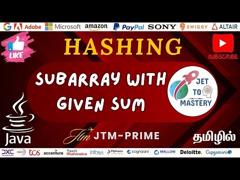 Subarray With Given Sum || DSA || Hashing || Java || Tamil