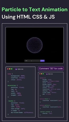 Particles to 3D Text Animation Using HTML CSS📈💻A Cool Name Animation Morph JS🌀⏳ #htmlpro #html