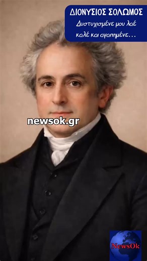Διονύσιος Σολωμός: Στη φωνή του εθνικού μας ποιητή αντηχεί ακόμη η ψυχή της Ελλάδας. Ο Διονύσιος Σολωμός ύμνησε την ελευθερία, μα πόνεσε βαθιά για τον λαό του. «Δυστυχισμένε μου λαέ, καλέ και αγαπημένε», έγραψε, θυμίζοντάς μας τις πληγές και την ελπίδα. Μέσα από τον Ύμνος εις την Ελευθερίαν και τα ανεκπλήρωτα έργα του, μας καλεί να μην ξεχνάμε και να στεκόμαστε πιο άγρυπνοι. #ελλαδα #Greece #history #poet #quotes