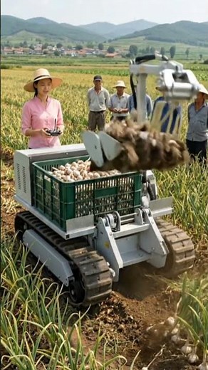 Smart Farming Revolution: AI Robot Harvesting Garlic in Fields