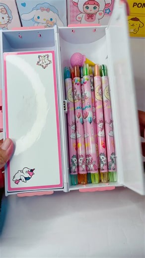 Unicorn password lock pencil box with stationery #asmr #stationery #schoolsupplies #pencilbox #short