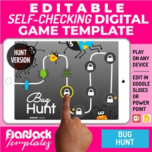Google Slides PPT Game Template | Editable Digital Self-Checking | BUG