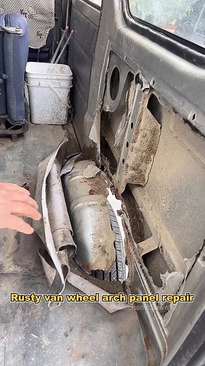 Rusty van wheel arch panel repair. #restoration #auto #automobile #automechanic #fyp #mechanicsteve #rusty #fyp #mechaniclife #automotive #vans