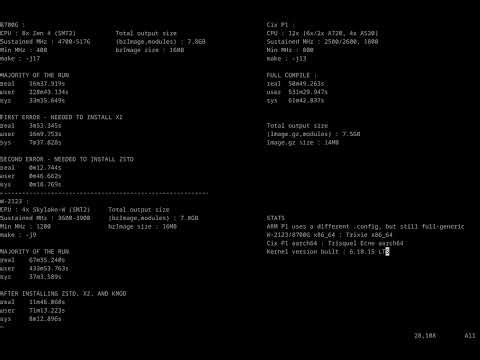 Linux Kernel Full-Generic Build Time on 8700G/W-2123/Cix P1