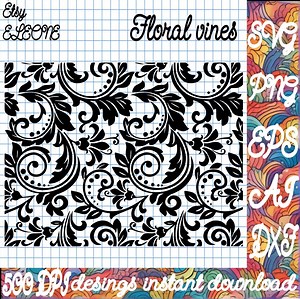 Seamless Tooled Leather Svg, Floral Vines Svg, Scroll Svg*png*jpg*pdf*ai*eps*dxf, Cut, Print for Cnc, Instant Download, File for Cricut - Etsy