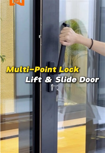 Our lift and slide door has a multi-point locking system. Lock it at any position, and the handle locks in place to keep your home safe, especially for kids. #slidingdoor #homesecurity #patiodoors #newhomeconstruction #aluminumdoor