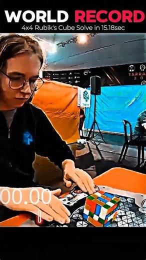 New World Record 4x4 solve in 15.18sec🤯#rubikscube