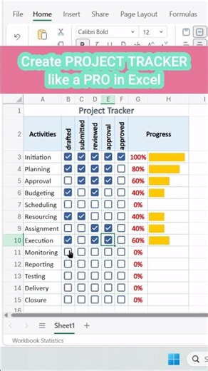 Create project tracker in ms excel 365 #excel #exceltips #exceltutorial