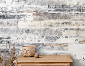 Rustic Originals 1/4 in. x 5.1 in. Real Wood Easy Install Wall Panels - Farmhouse White (20 Sq. Ft.)