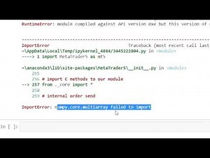 Como corrigir Erro bilioteca Numpy Python e MetaTrader5