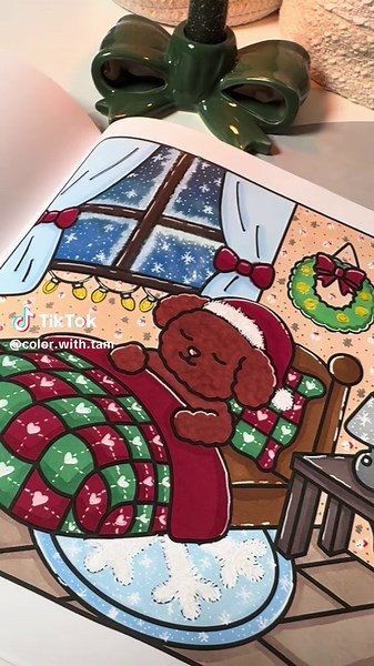 🎄❄️ It’s December 1st, and that means starting to color Christmas pages! The first one I have made is from Kokoro Christmas by @Clubkokoro. How cute are these prints! 🎄✨ #coloring #colortok #clubkokoro #christmas #christmascoloring