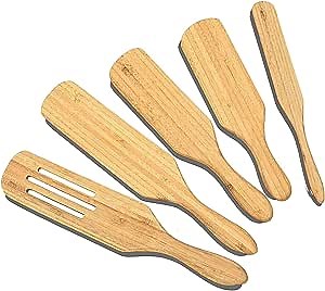 Spurtle Set of 5 Spurtles Kitchen Tools As Seen on TV Spatula Set Wooden Spoons For Cooking Natural Bamboo by RIYZ