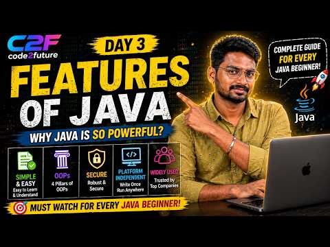 Day 3 | Features of Java Explained in Telugu | Why Java is Powerful? Complete Beginner Guide