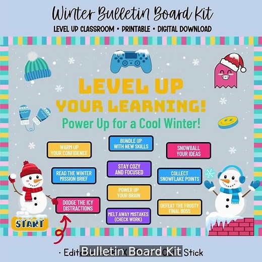 Winter Bulletin Board: Level Up Your Learning!