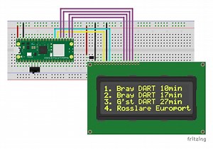 Using a Raspberry Pi PICO-W to retrieve and display real-time train arrivals on a 20x4 character OLED