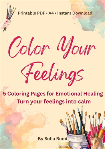 Color Your Feelings Coloring Pages | Anxiety Relief, Stress Relief (printable PDF) - Etsy