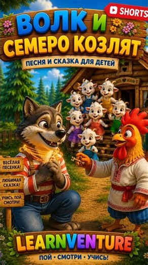 🎵 ВОЛК И СЕМЕРО КОЗЛЯТ 🐺🐐 | Песня и Сказка для Детей | LearnVenture Shorts