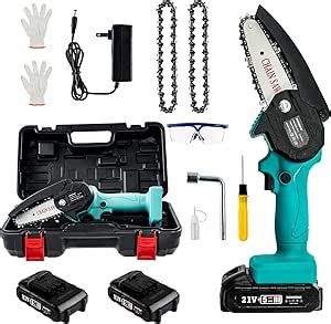 Mini ChainSaw Cordless with 2 Battery - 4 Inch Mini Handheld Chain Saw with Replacement Chain, Small Battery Powered Electric Portable Chain Saw for Branch Wood Cutting and Garden Tree Trimming
