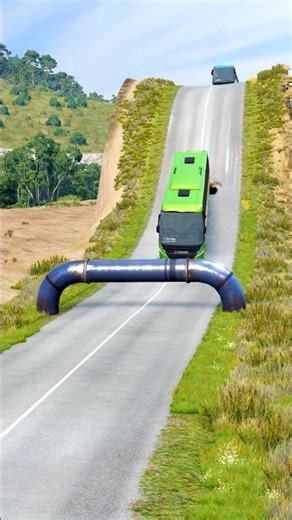 City Bus Hits the Pipe Trap… BAD IDEA #beamngdrive #shorts
