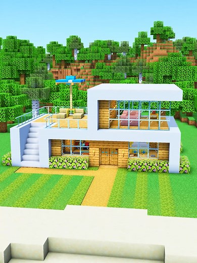 Build it! (Starter House 32) - link in bio! The 3D Guide is online and has a materials list included. No mods or addons are required! 📥Included downloads: Java / Bedrock world and Schematic. #minecraft#charliecustardbuilds