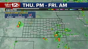 UPDATE: Here's a look at the newest Future Track radar showing us the timing on Severe Storms rolling thru eastern Kansas, while we're sleeping tonight and again tomorrow afternoon. Threat: wind gusts 60-70 mph. | KWCH 12 News