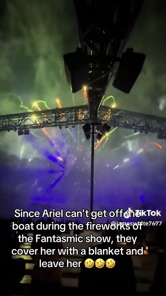 Ariel's Fantasmic Moment Under Fireworks