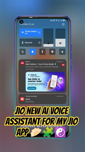 jio new AI voice assistant for My Jio app 🥟🧩☯️ #azarchannel #jio #assistant