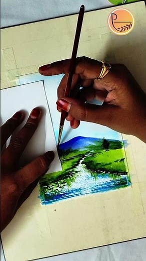 Vibrant Landscape Watercolor Tutorial | Blue Green Sky Blending Technique | Day 16/30