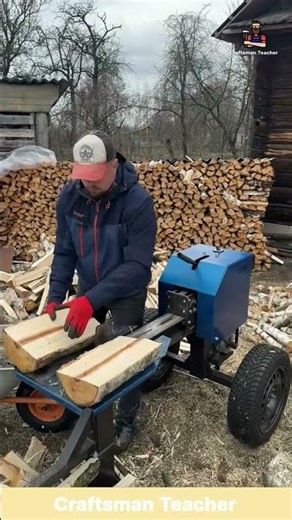 Watch This Powerful Log Splitter Slice Huge Logs Like Butter! #shorts