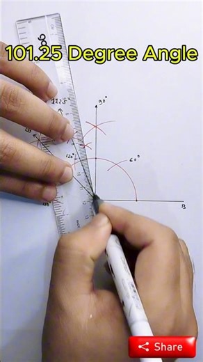 Draw 101.25° Angles Easily #shorts #geometry #angleconstruction