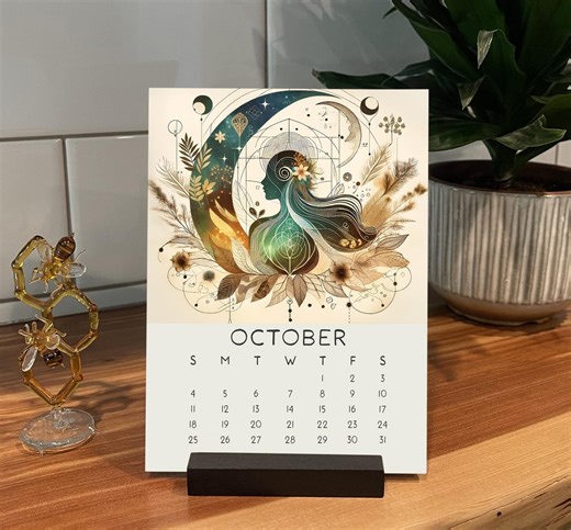 2026 Feminine & Floral Art Desk Calendar: Goddess and Nature-inspired Monthly Calendar - Etsy