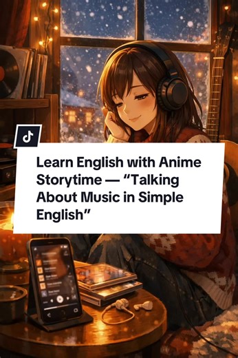 A slow and easy anime story time to help you learn English. In this video: we learn how to talk about music in English, how to use “listen to,” and how to say what kind of music you like in daily life. Follow for more calm English learning moments #englishlistening #learnenglish #musik